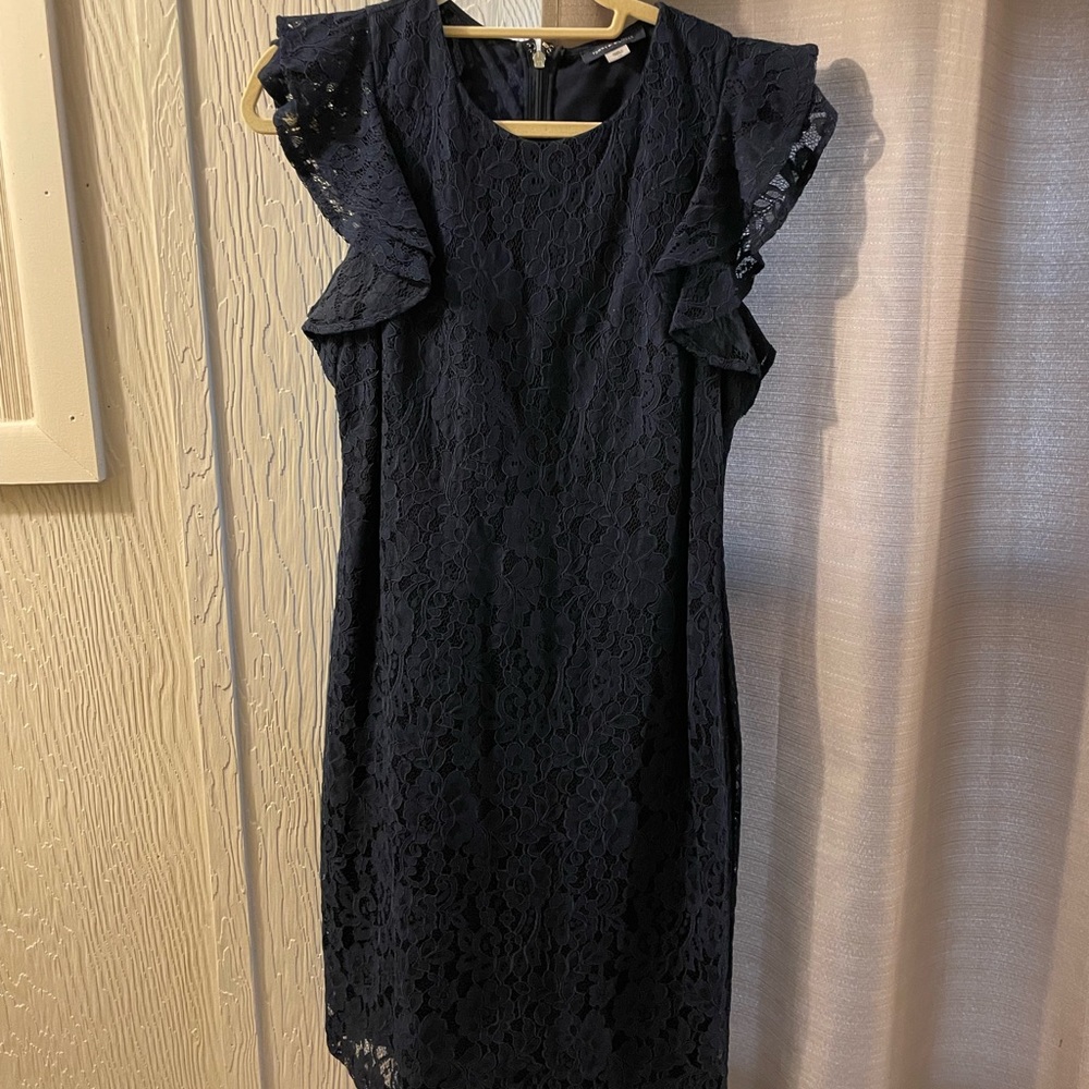Navy blue lace dress.